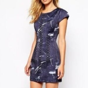 STYLESTALKER Little Miss Fit Dress Marble Laced Up XS